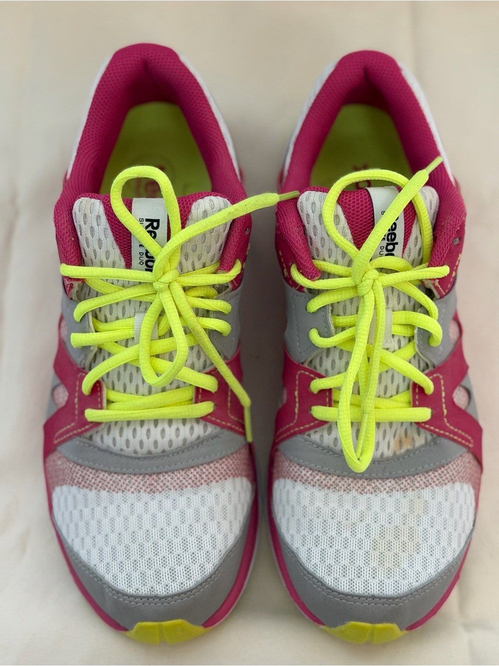 Reebok Hot Pink, Neon Yellow & White Women's Running Shoes